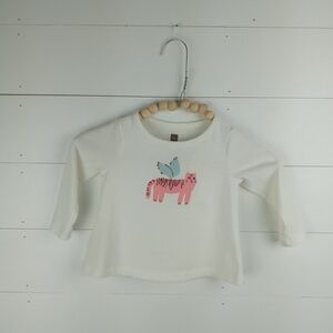 Tea Collection girls size 9-12 mos tiger with wings long sleeve top cream